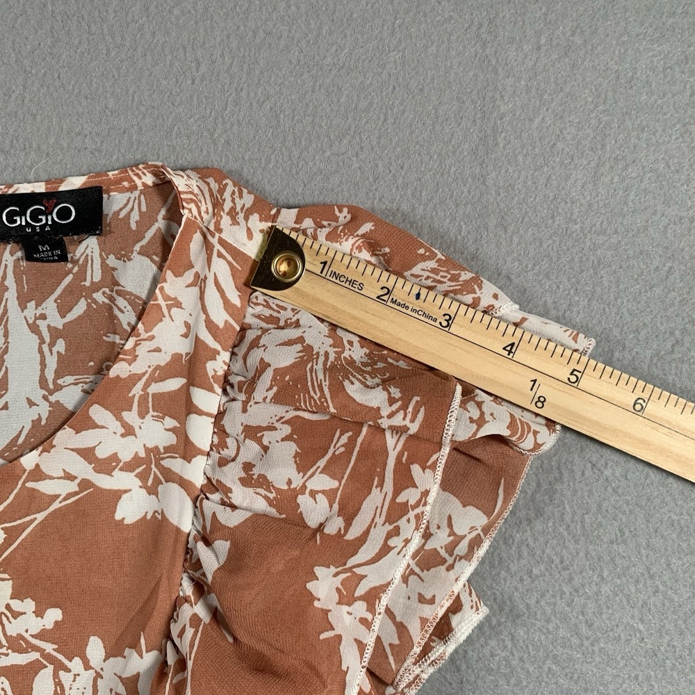 GIGO USA Womens Top‎ Med Floral Print Round Neck Ruffle Sleeveless Boho Feminine - Picture 7 of 8